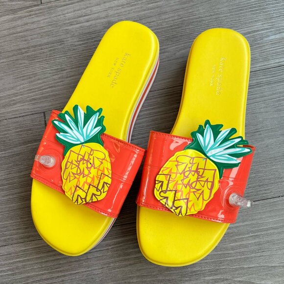 Kate Spade Limoncello Platform Slide Sandals Inflatable Novelty Pineapple Sz W8 - Picture 1 of 6